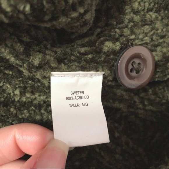 Surya Olive Green Long Sleeve Cardigan Sweater M - Picture 5 of 6